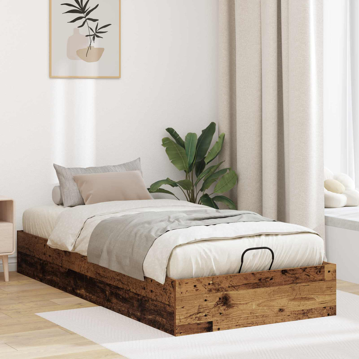 Ottoman Bedframe Oudhout 193 x 90 x 25 cm Geconstrueerd hout is nu te koop bij PeponiXL, paradijselijk wonen!