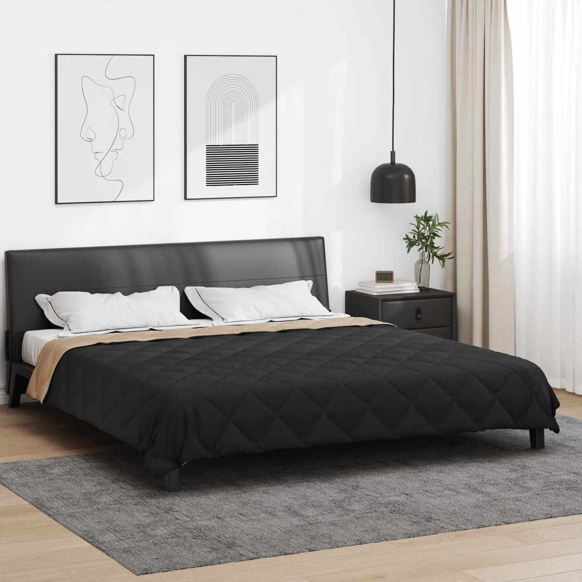 Zomerdekbed Zwart en Taupe 200 x 200 cm Microfiber is nu te koop bij PeponiXL, paradijselijk wonen!