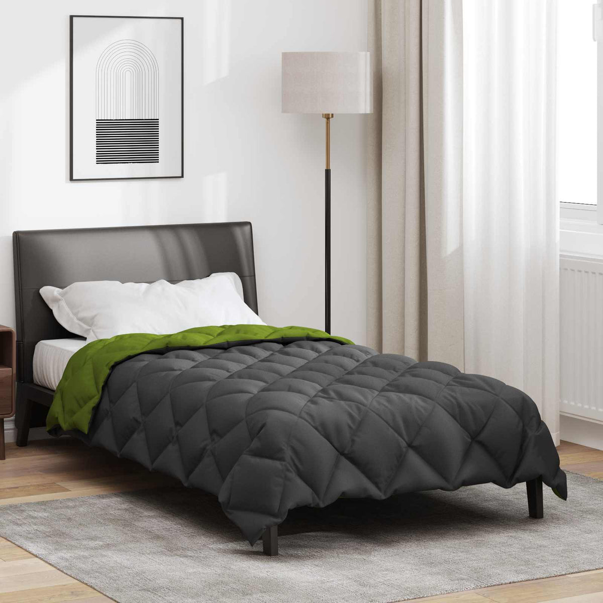 Winter Dekbed Groen en Antraciet 135 x 220 cm Microfiber is nu te koop bij PeponiXL, paradijselijk wonen!