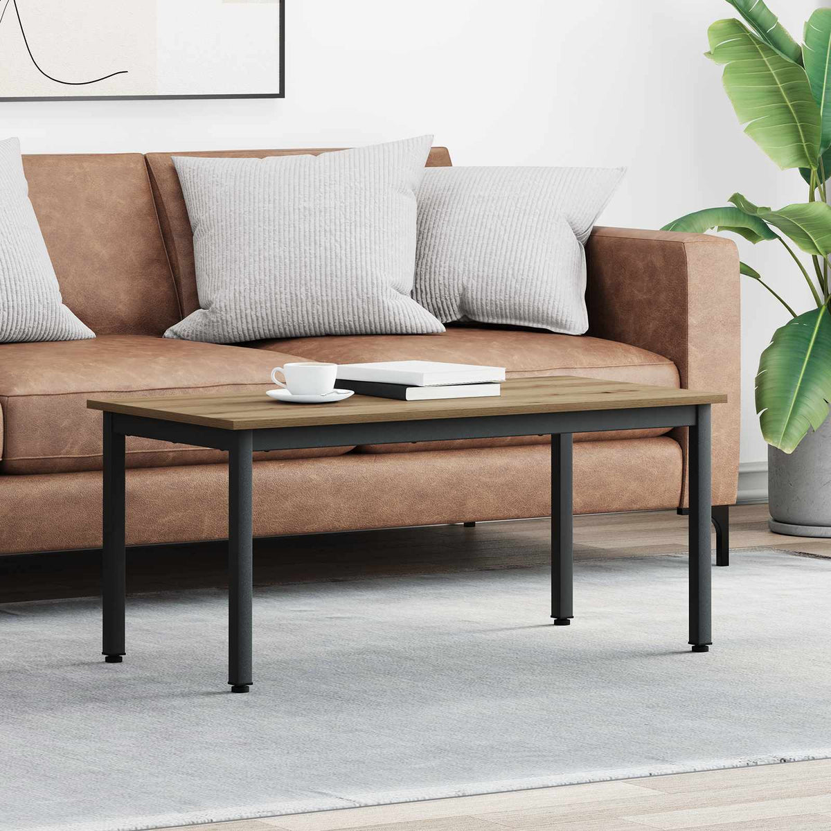Salontafel Ambachtelijk eiken 100 x 50 x 45 cm Bewerkt hout is nu te koop bij PeponiXL, paradijselijk wonen!