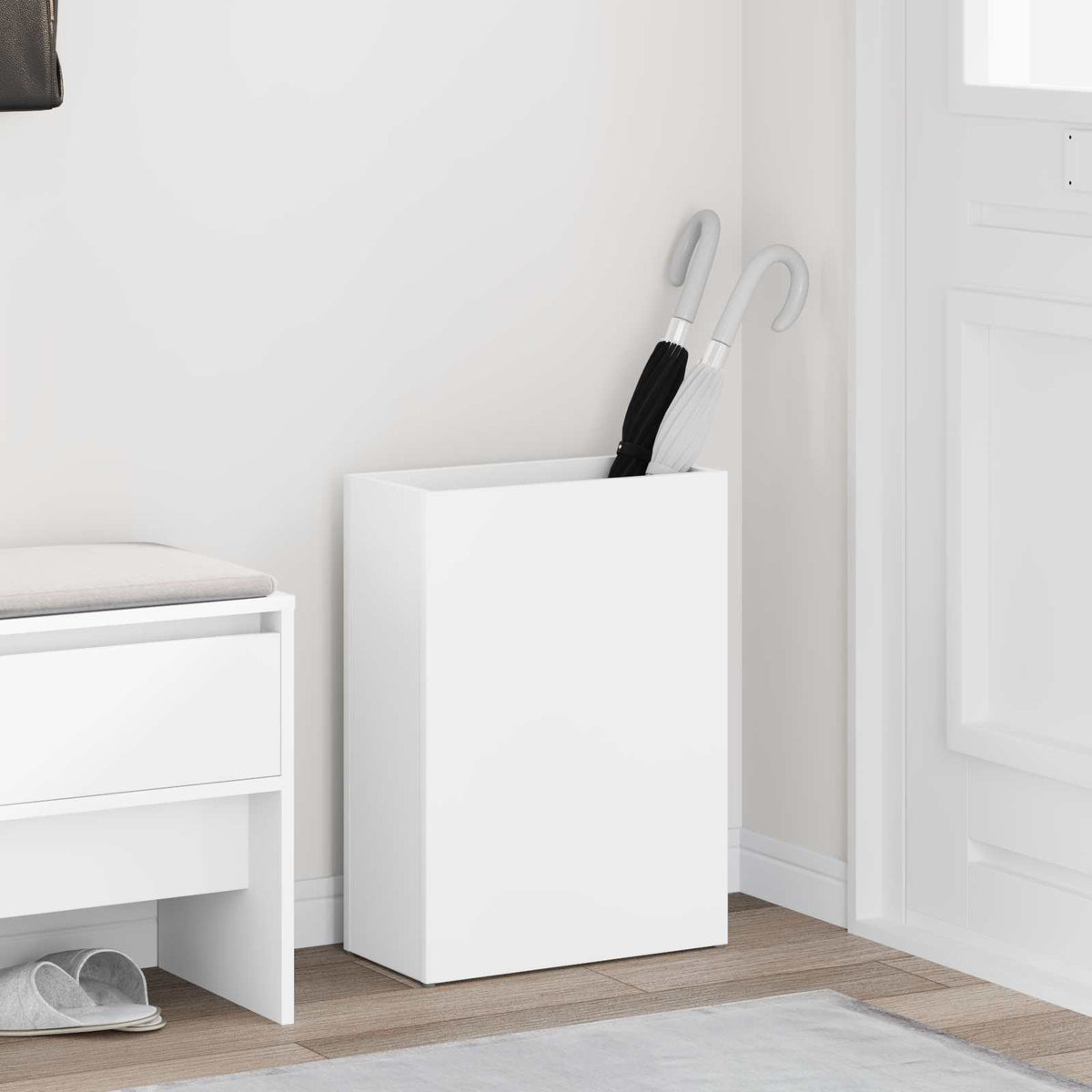 Paraplu Standaard met opslag Wit 40 x 20 x 55,5 cm Bewerkt hout is nu te koop bij PeponiXL, paradijselijk wonen!