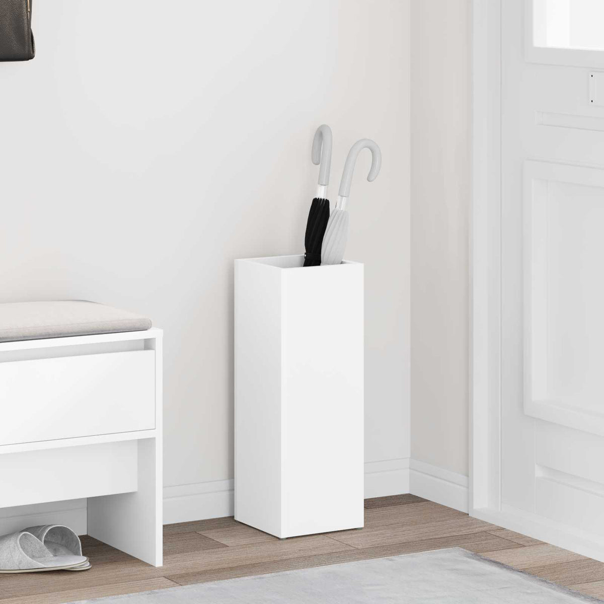 Paraplu Standaard met opslag Wit 20 x 20 x 55,5 cm Bewerkt hout is nu te koop bij PeponiXL, paradijselijk wonen!