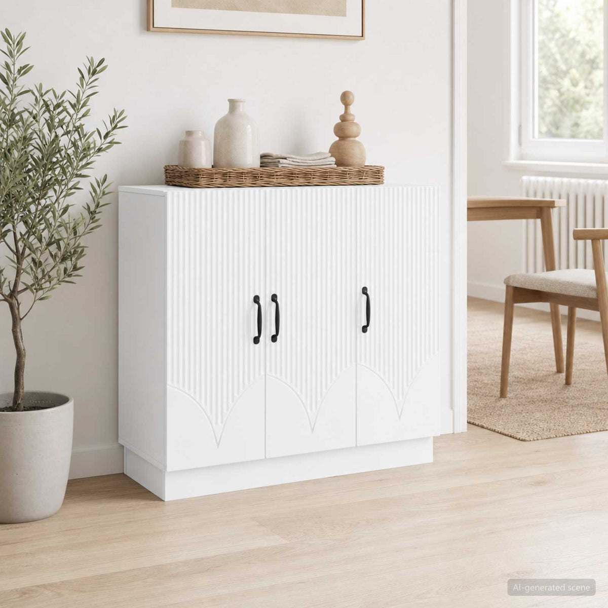 Dressoir Wit 89 x 34,5 x 77 cm Bewerkt hout is nu te koop bij PeponiXL, paradijselijk wonen!
