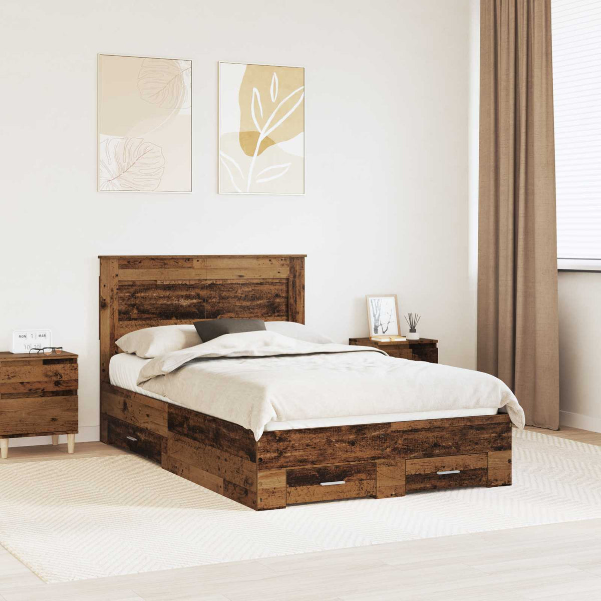 Bedframe met lade met hoofdeinde met opslag Bewerkt hout is nu te koop bij PeponiXL, paradijselijk wonen!