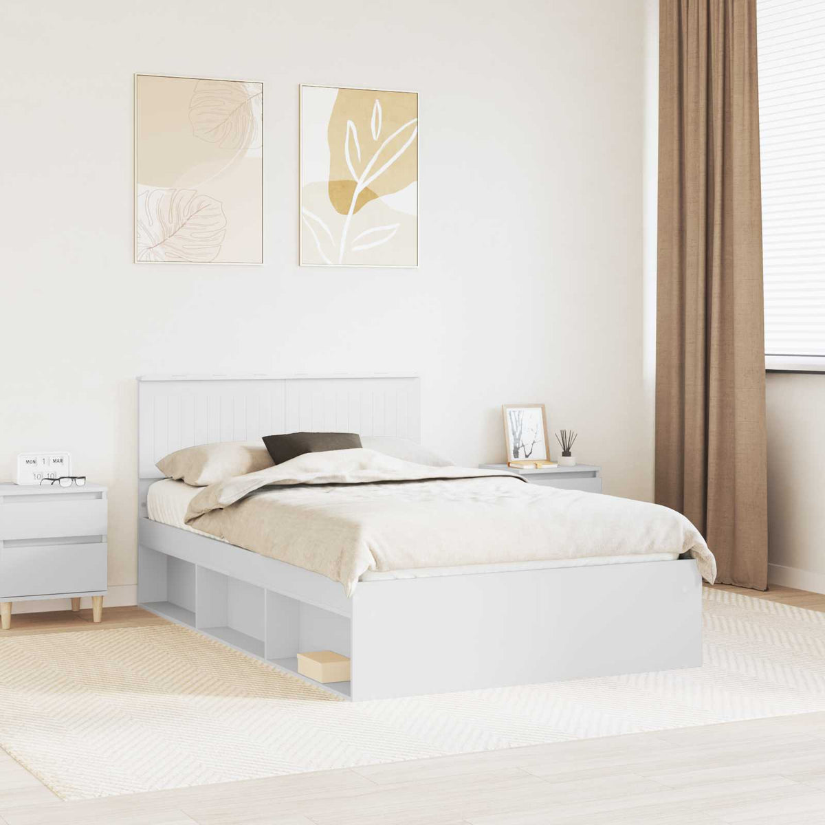 Bedframe met hoofdeinde Wit 120 x 200 cm Massief grenenhout is nu te koop bij PeponiXL, paradijselijk wonen!