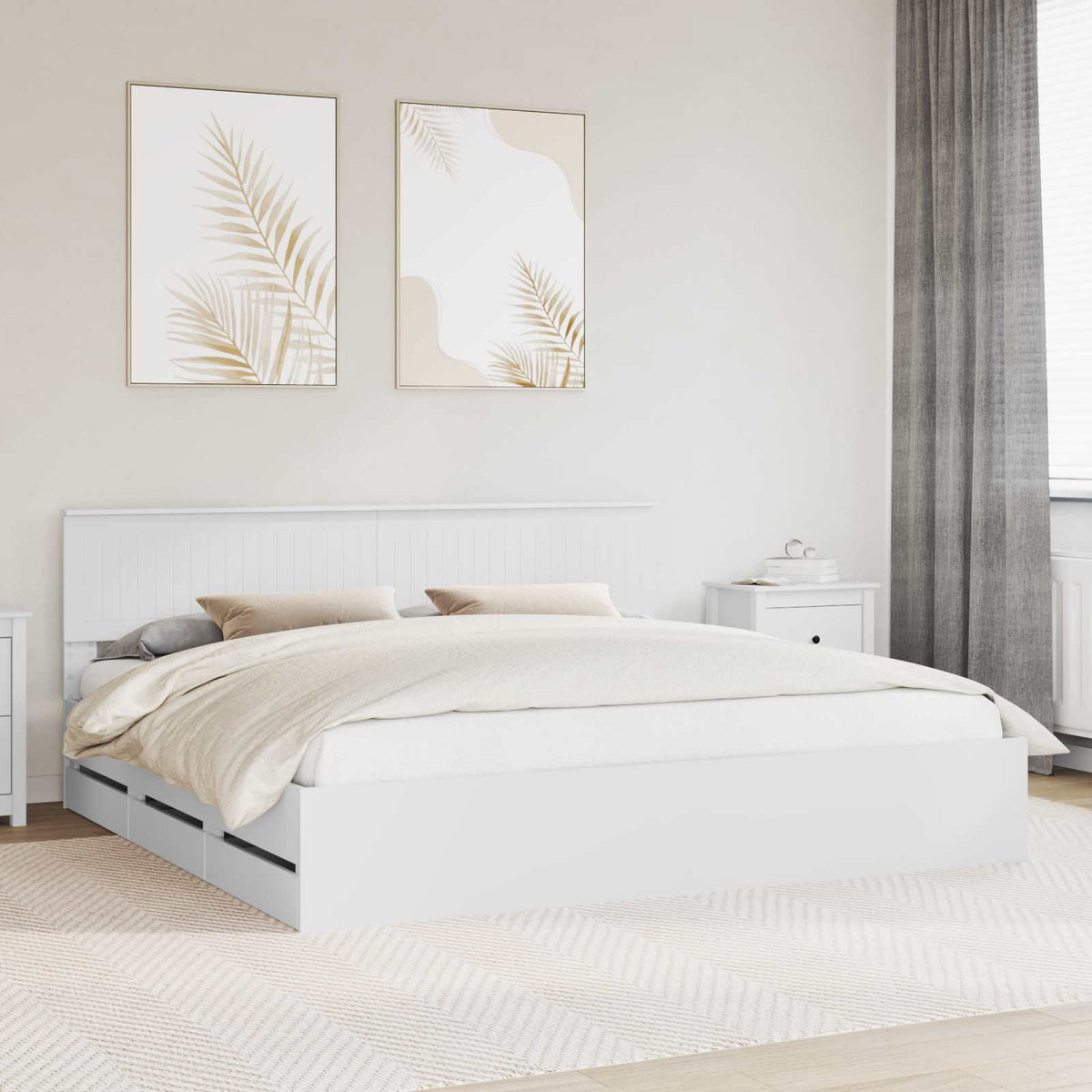 Bedframe met lade met opslag Wit 200 x 200 cm Ingenieurshout is nu te koop bij PeponiXL, paradijselijk wonen!