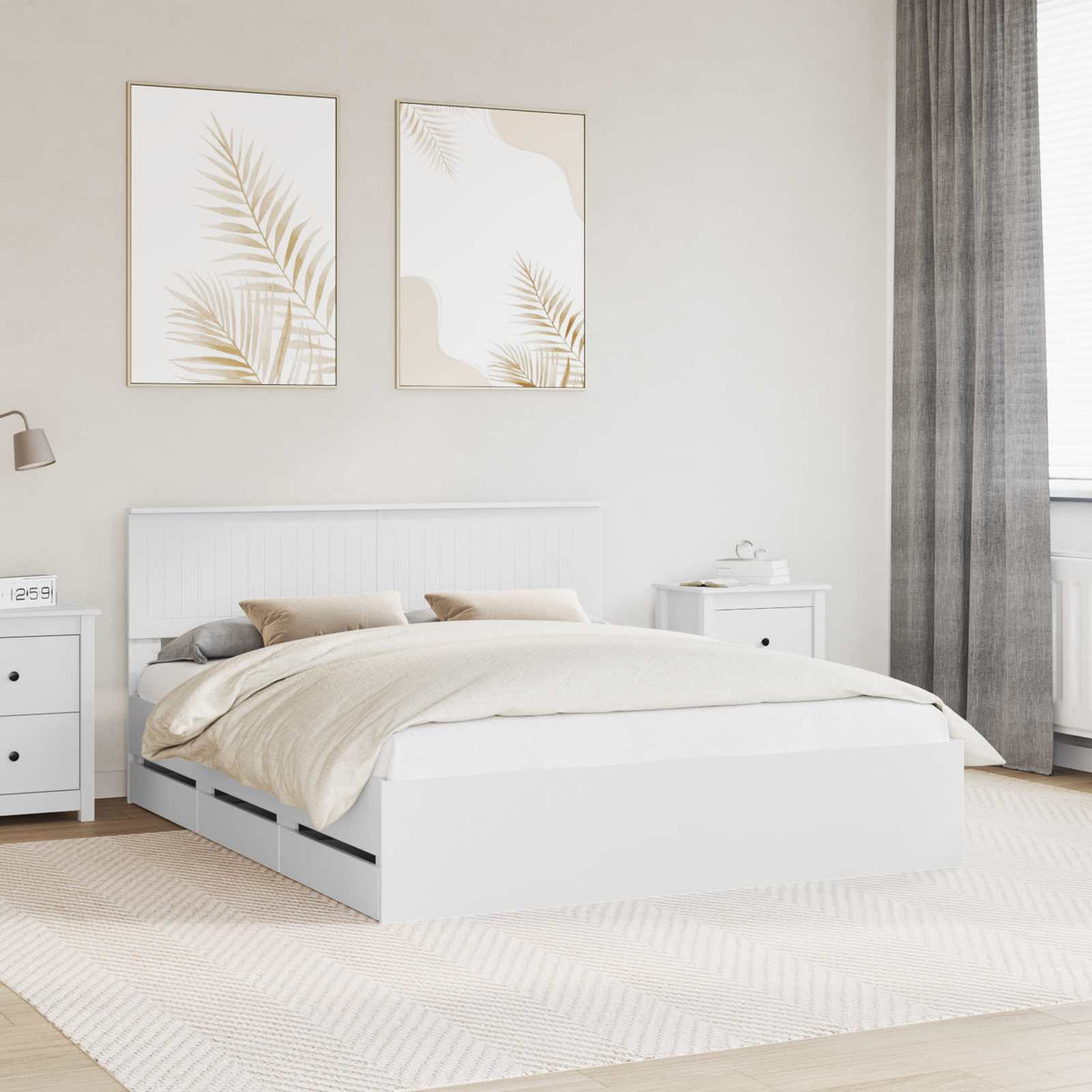 Bedframe met lade met opslag Wit 160 x 200 cm Ingenieurshout is nu te koop bij PeponiXL, paradijselijk wonen!