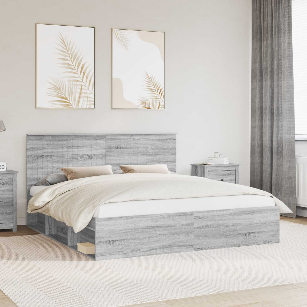 Bedframe Grijs Sonoma 180 x 200 cm Massief grenenhout is nu te koop bij PeponiXL, paradijselijk wonen!