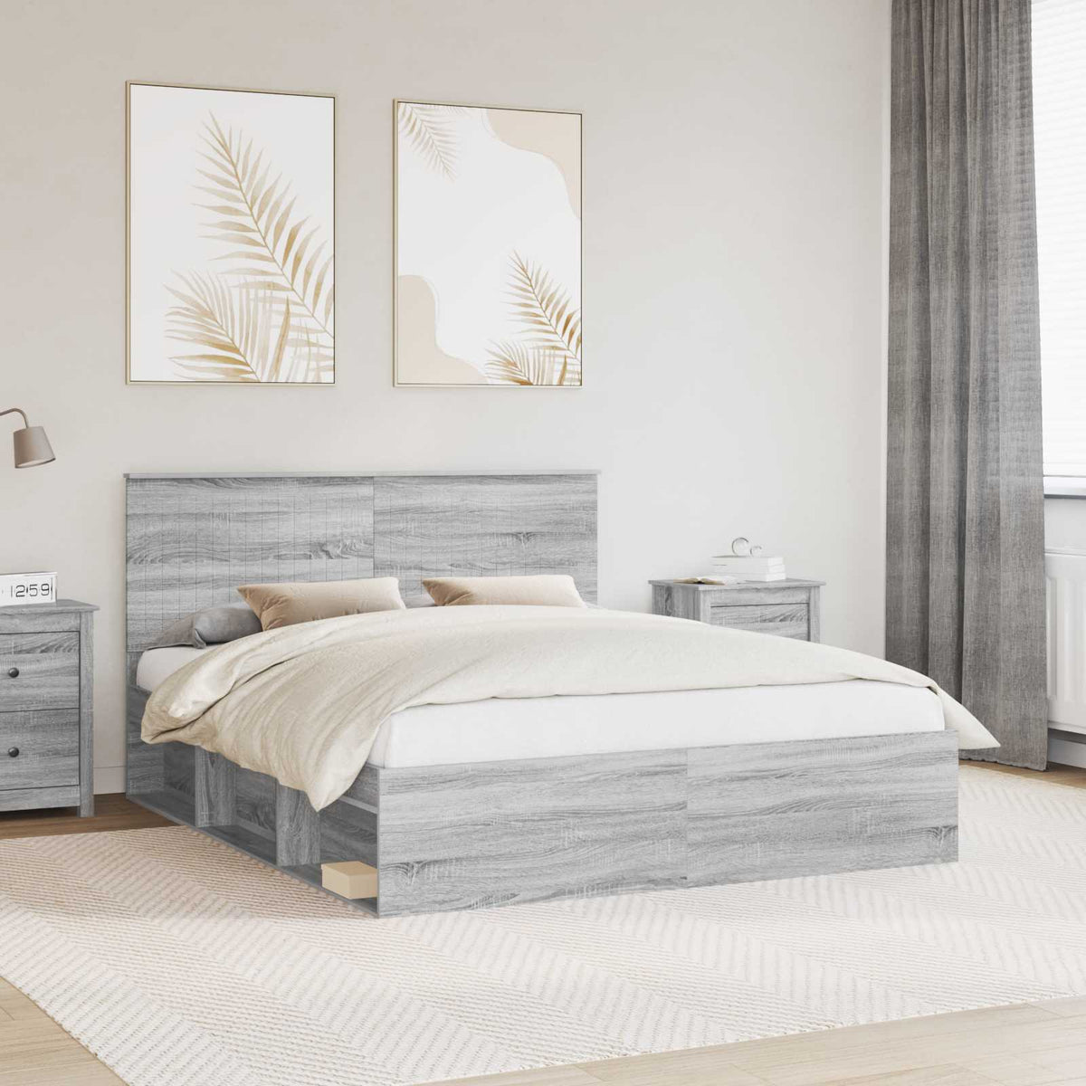 Bedframe Grijs Sonoma 160 x 200 cm Massief grenenhout is nu te koop bij PeponiXL, paradijselijk wonen!