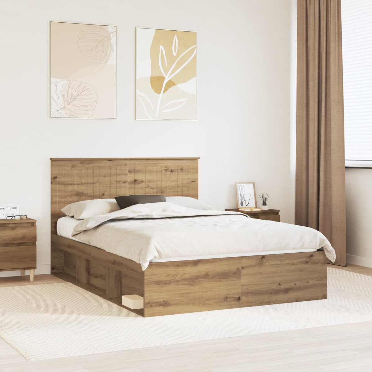 Bedframe Ambachtelijk eiken 140 x 190 cm Massief grenenhout is nu te koop bij PeponiXL, paradijselijk wonen!