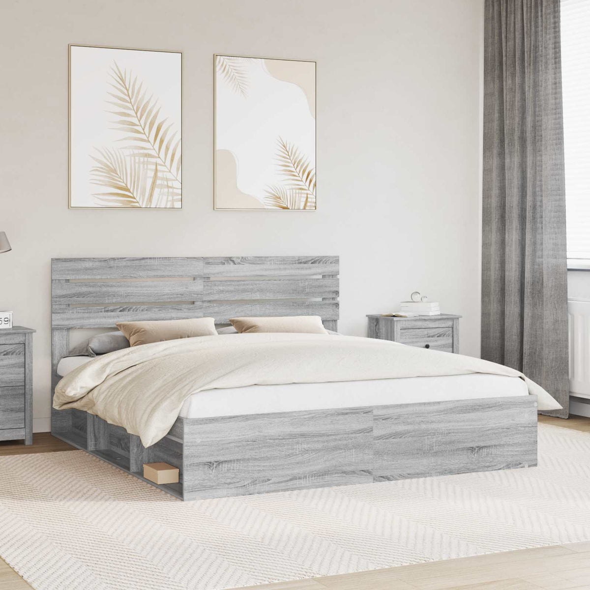 Bedframe Grijs Sonoma 180 x 200 cm Massief grenenhout is nu te koop bij PeponiXL, paradijselijk wonen!