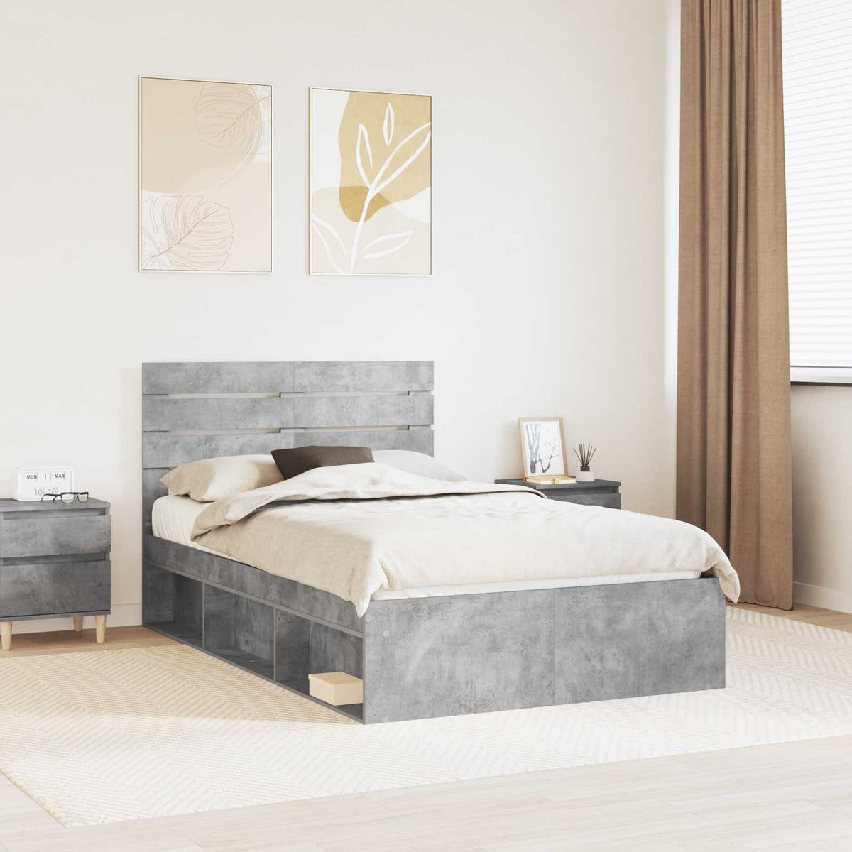 Bedframe Concerte Grijs 135 x 190 cm Massief grenenhout is nu te koop bij PeponiXL, paradijselijk wonen!
