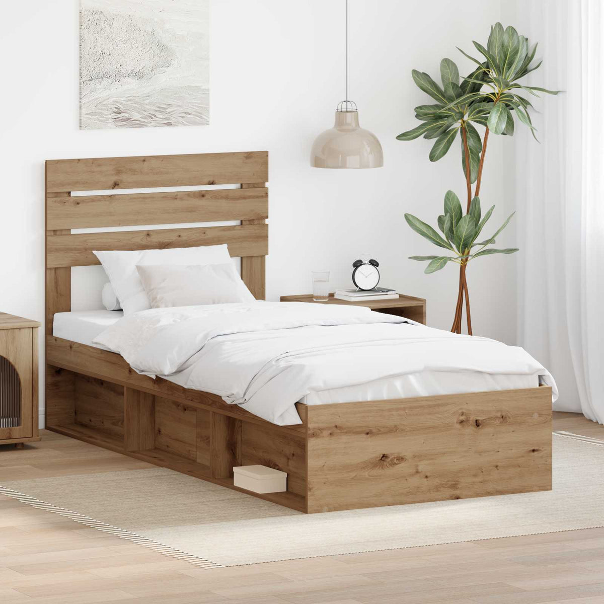 Bedframe Ambachtelijk eiken 90 x 190 cm Massief grenenhout is nu te koop bij PeponiXL, paradijselijk wonen!
