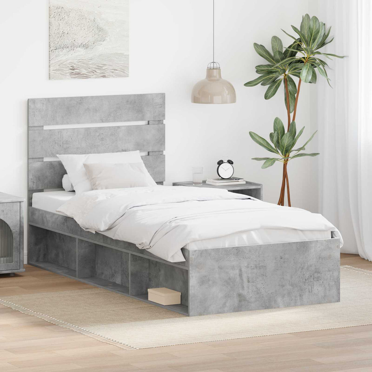 Bedframe Concerte Grijs 75 x 190 cm Massief grenenhout is nu te koop bij PeponiXL, paradijselijk wonen!