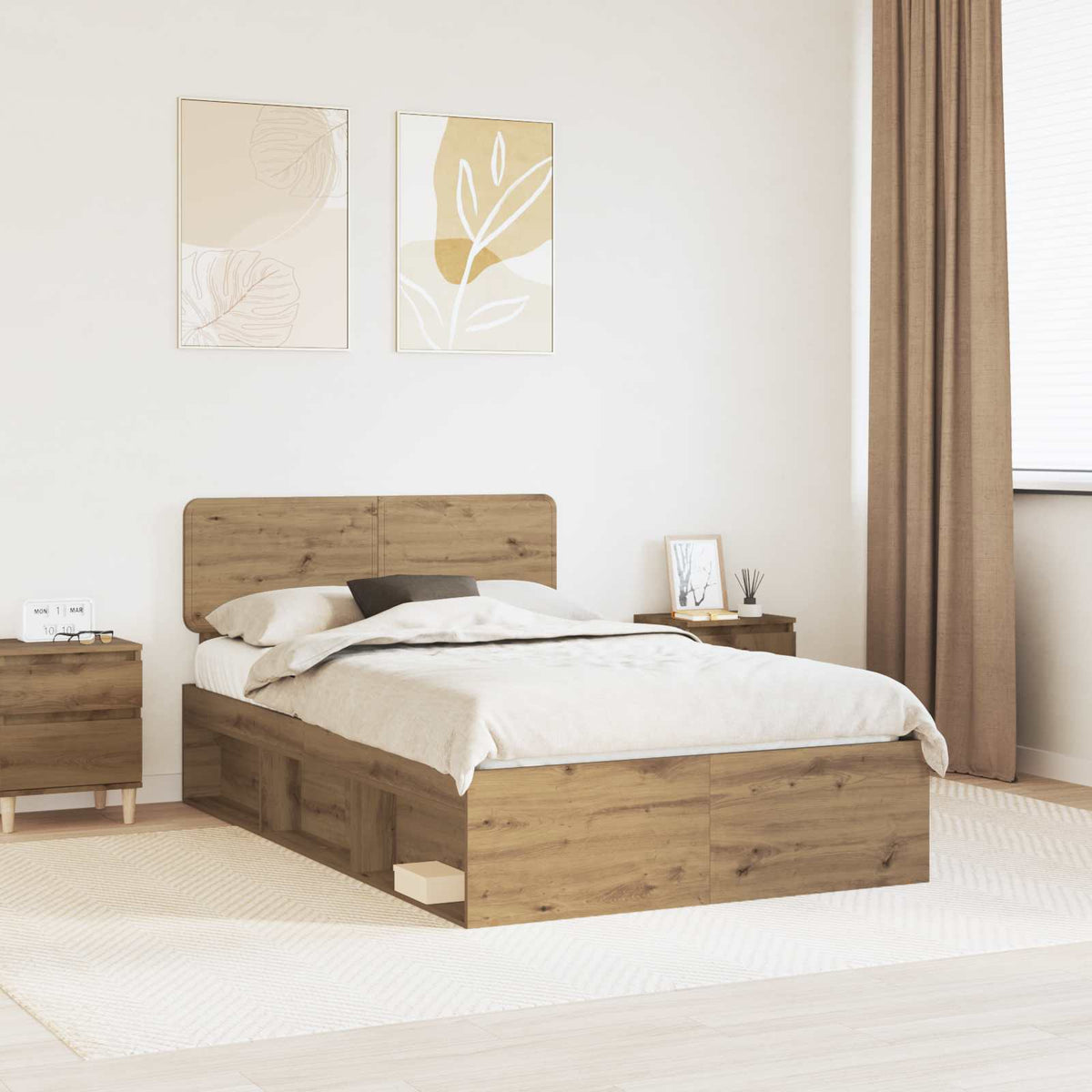 Bedframe Ambachtelijk eiken 120 x 200 cm Massief grenenhout is nu te koop bij PeponiXL, paradijselijk wonen!