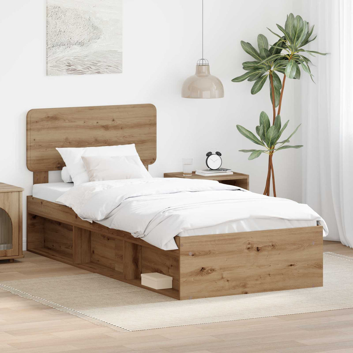 Bedframe Ambachtelijk eiken 90 x 190 cm Massief grenenhout is nu te koop bij PeponiXL, paradijselijk wonen!