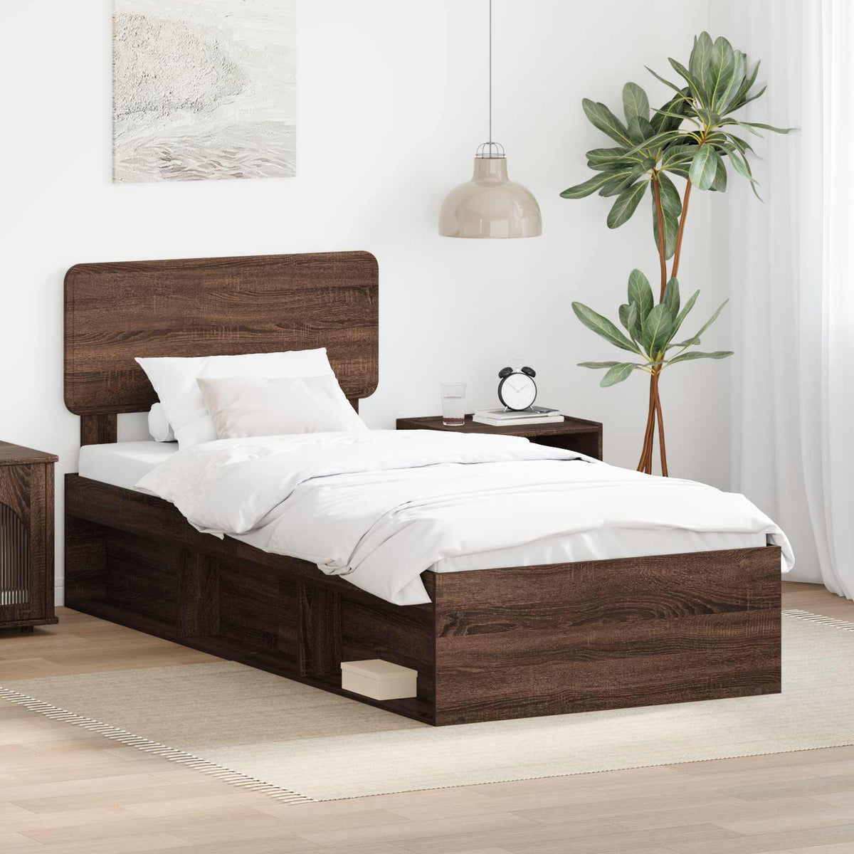 Bedframe Bruin Eiken 75 x 190 cm Massief grenenhout is nu te koop bij PeponiXL, paradijselijk wonen!