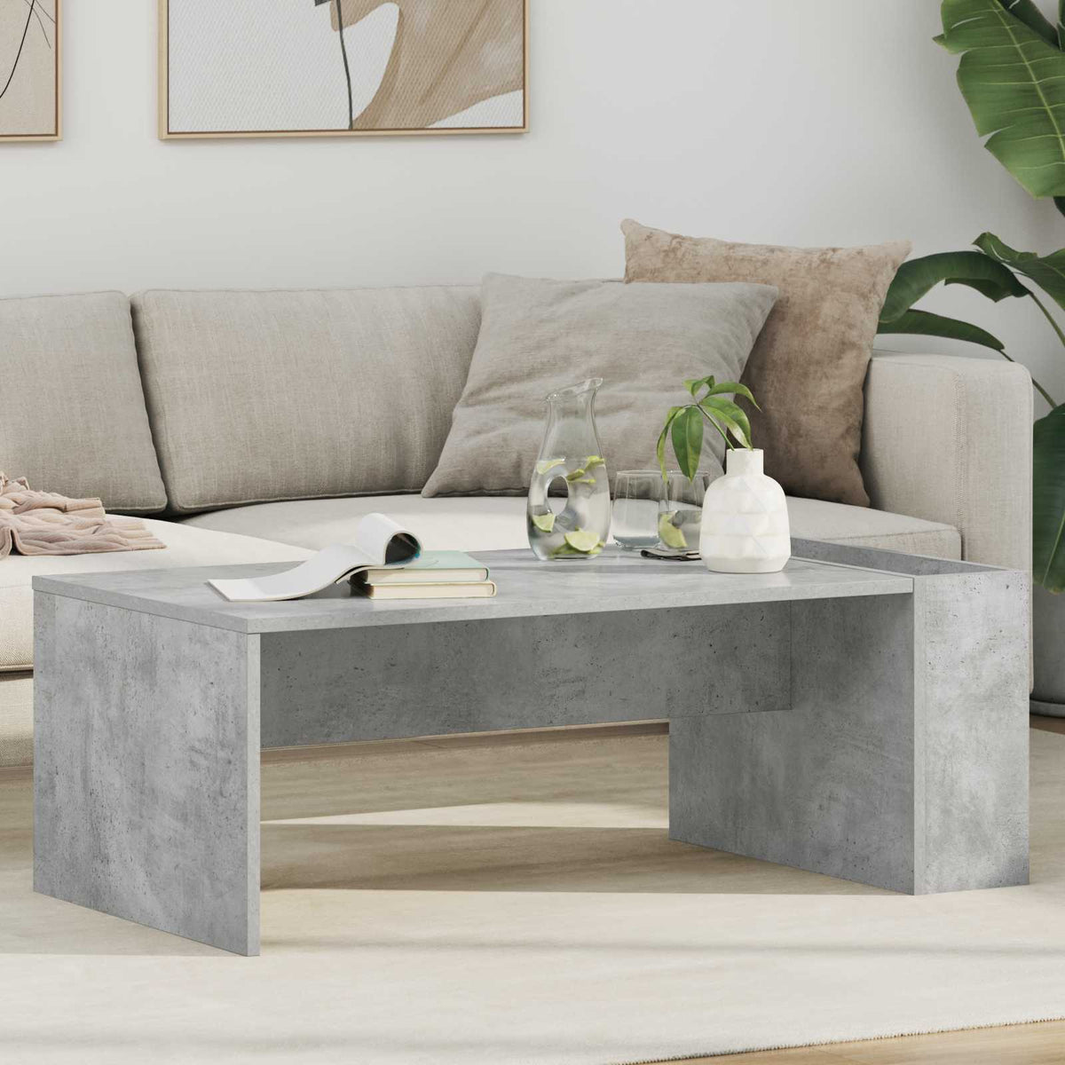 Salontafel Beton Grijs 95 x 50 x 34 cm Bewerkt hout is nu te koop bij PeponiXL, paradijselijk wonen!