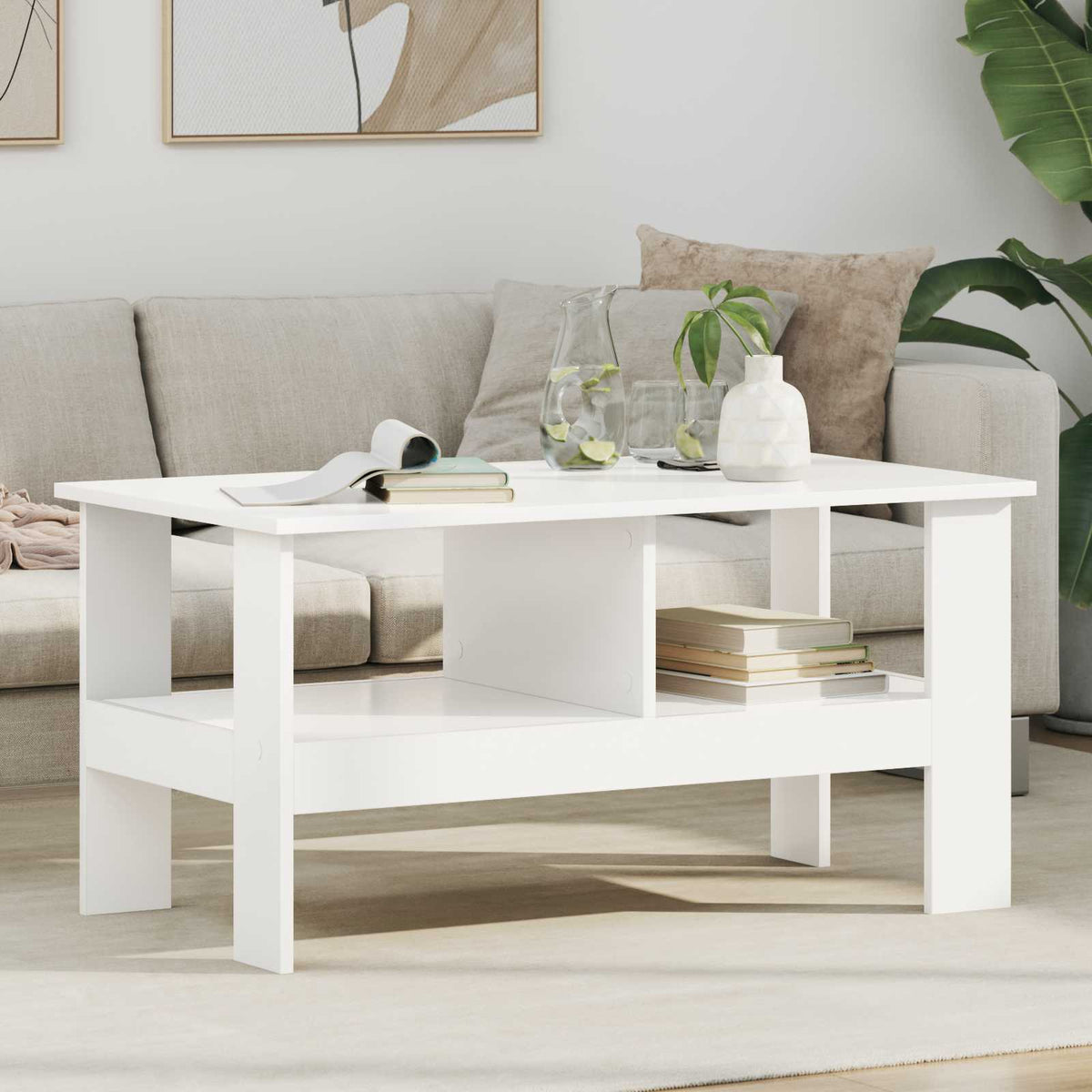 Salontafel Wit 90 x 50 x 45 cm Bewerkt hout is nu te koop bij PeponiXL, paradijselijk wonen!