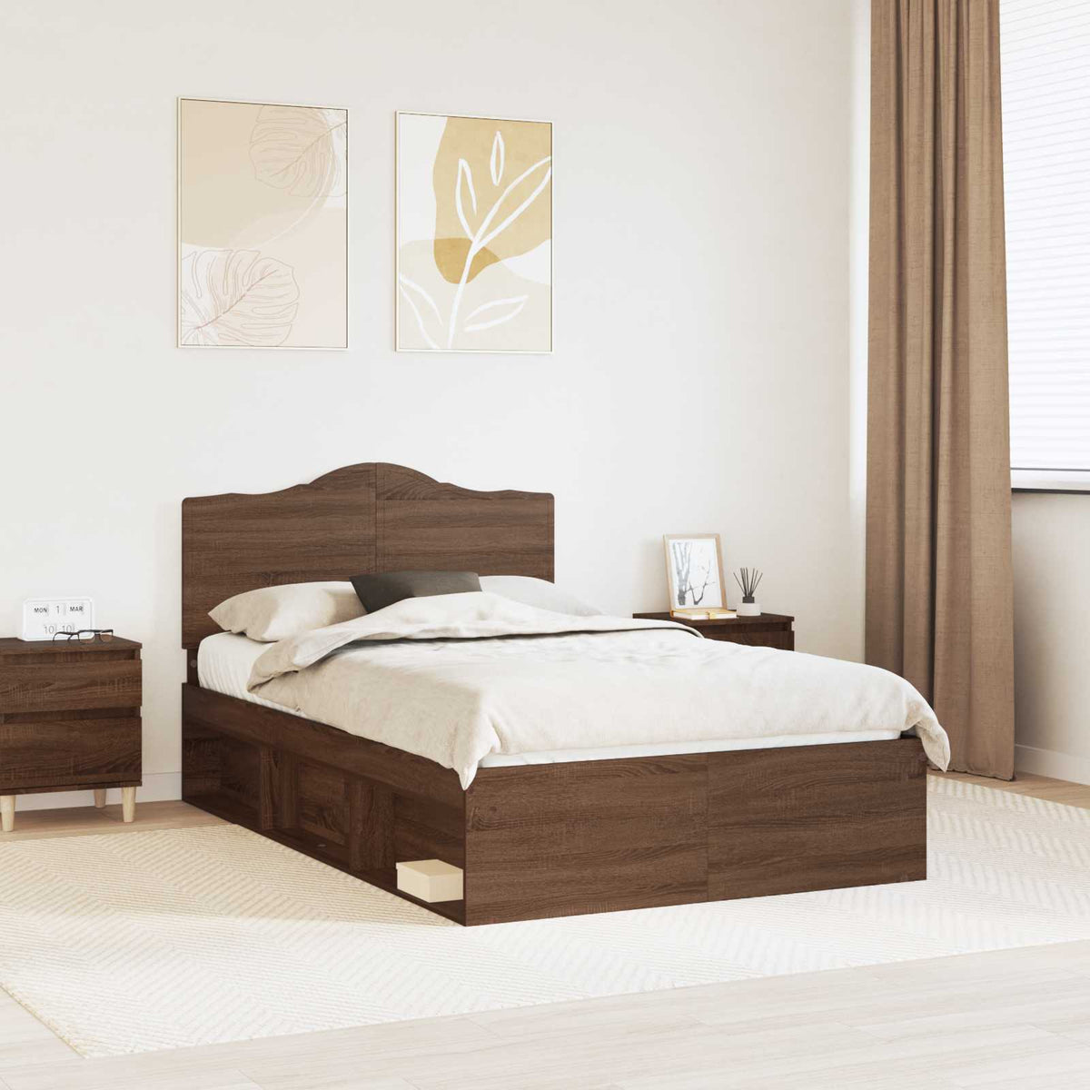 Bedframe Bruin Eiken 120 x 200 cm Massief grenenhout is nu te koop bij PeponiXL, paradijselijk wonen!