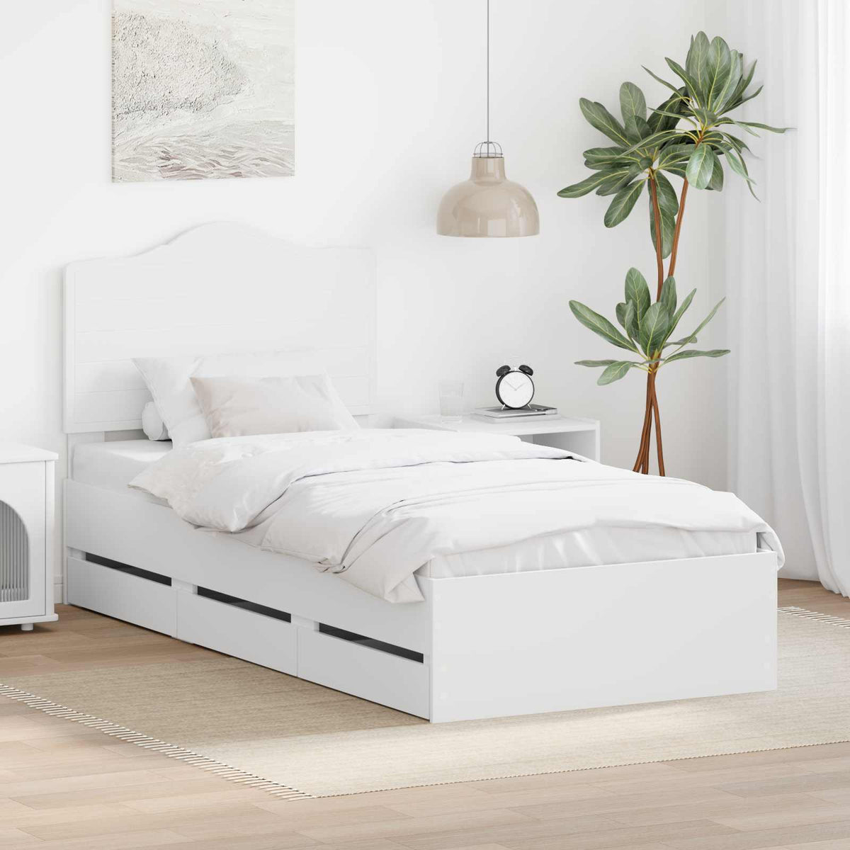 Bedframe met lade met hoofdeinde Wit 90 x 200 cm Ingenieurshout is nu te koop bij PeponiXL, paradijselijk wonen!