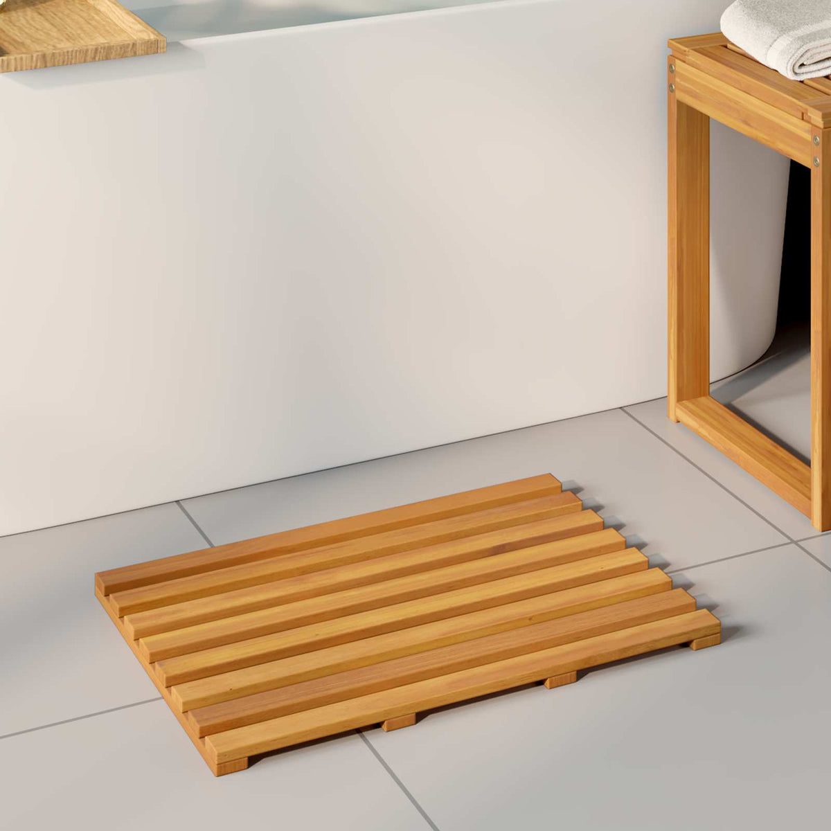 Badmat Effen Bruin 56 x 37 x 2,5 cm Hout is nu te koop bij PeponiXL, paradijselijk wonen!