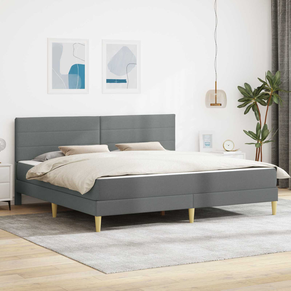 Bedframe Donkergrijs 200 x 200 cm Polyester is nu te koop bij PeponiXL, paradijselijk wonen!