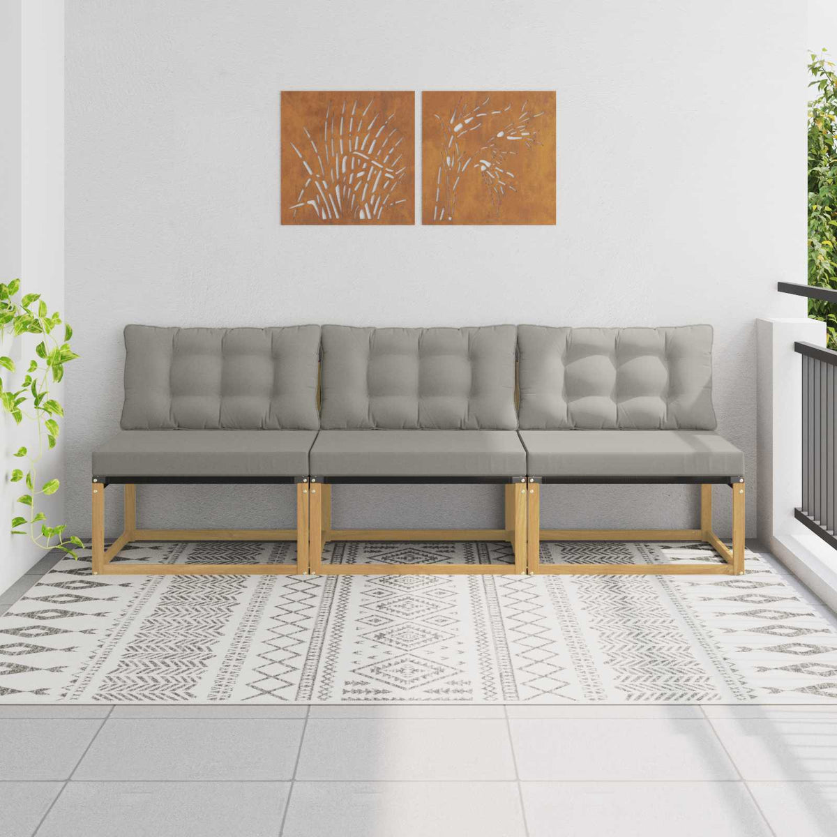 Buiten Midden Sofa Massief Acaciahout en Textilene Wit is nu te koop bij PeponiXL, paradijselijk wonen!