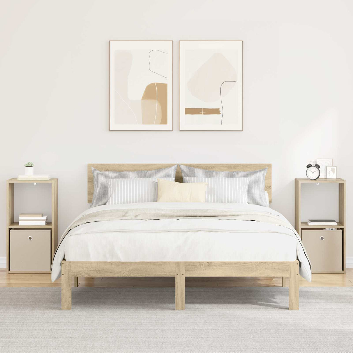 Nachtkastje 2 pcs Sonoma Eiken 35 x 32 x 68,5 cm Bewerkt hout is nu te koop bij PeponiXL, paradijselijk wonen!