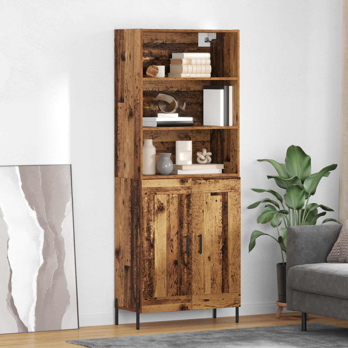 Hoge kast Oud Hout 69,5 x 32,5 x 180 cm Bewerkt hout is nu te koop bij PeponiXL, paradijselijk wonen!