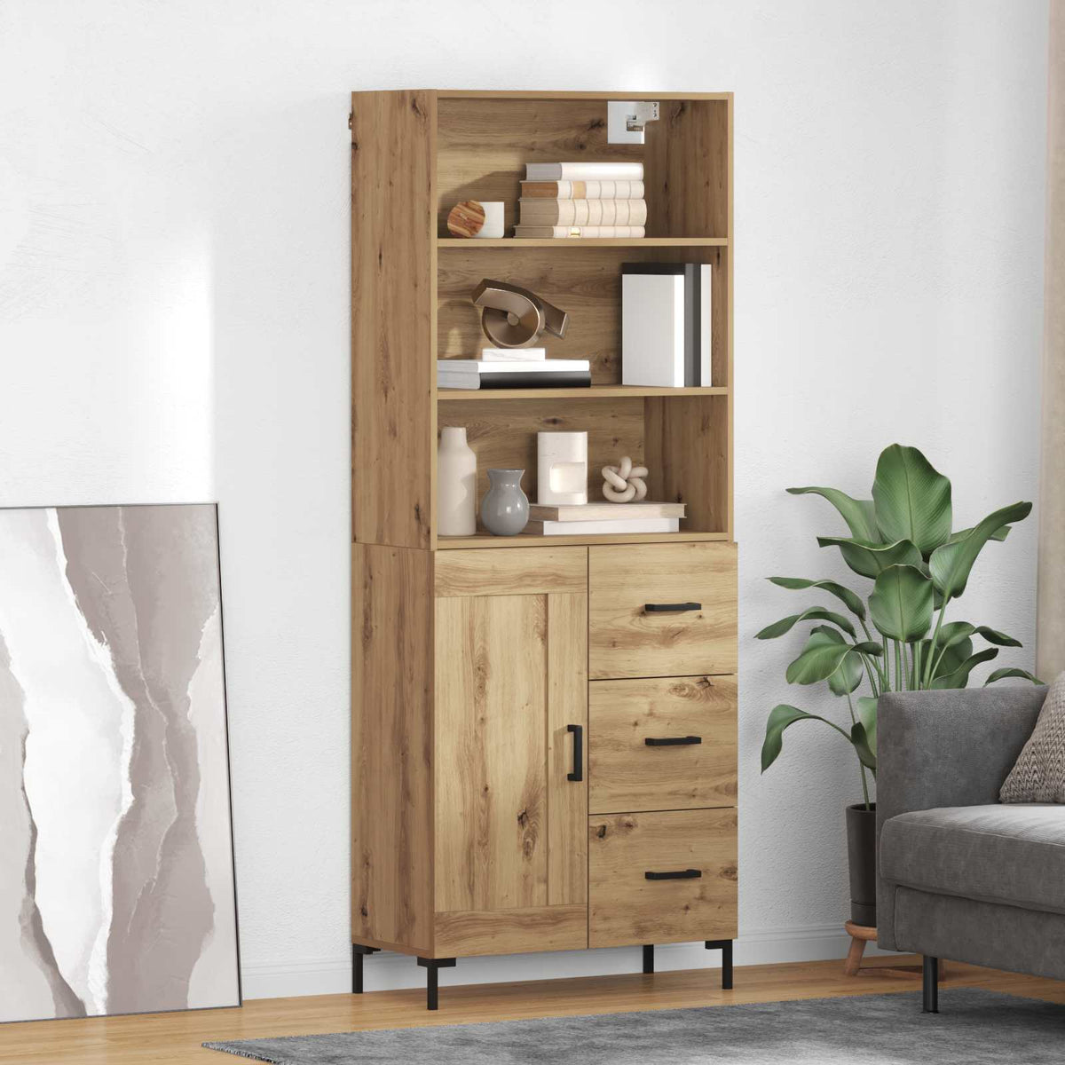 Hoge kast Artisan Eiken 69,5 x 34 x 180 cm Bewerkt hout is nu te koop bij PeponiXL, paradijselijk wonen!