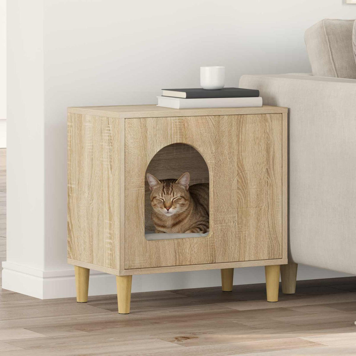 Kattenhuis Sonoma 51 x 30 x 52 cm Bewerkt hout is nu te koop bij PeponiXL, paradijselijk wonen!