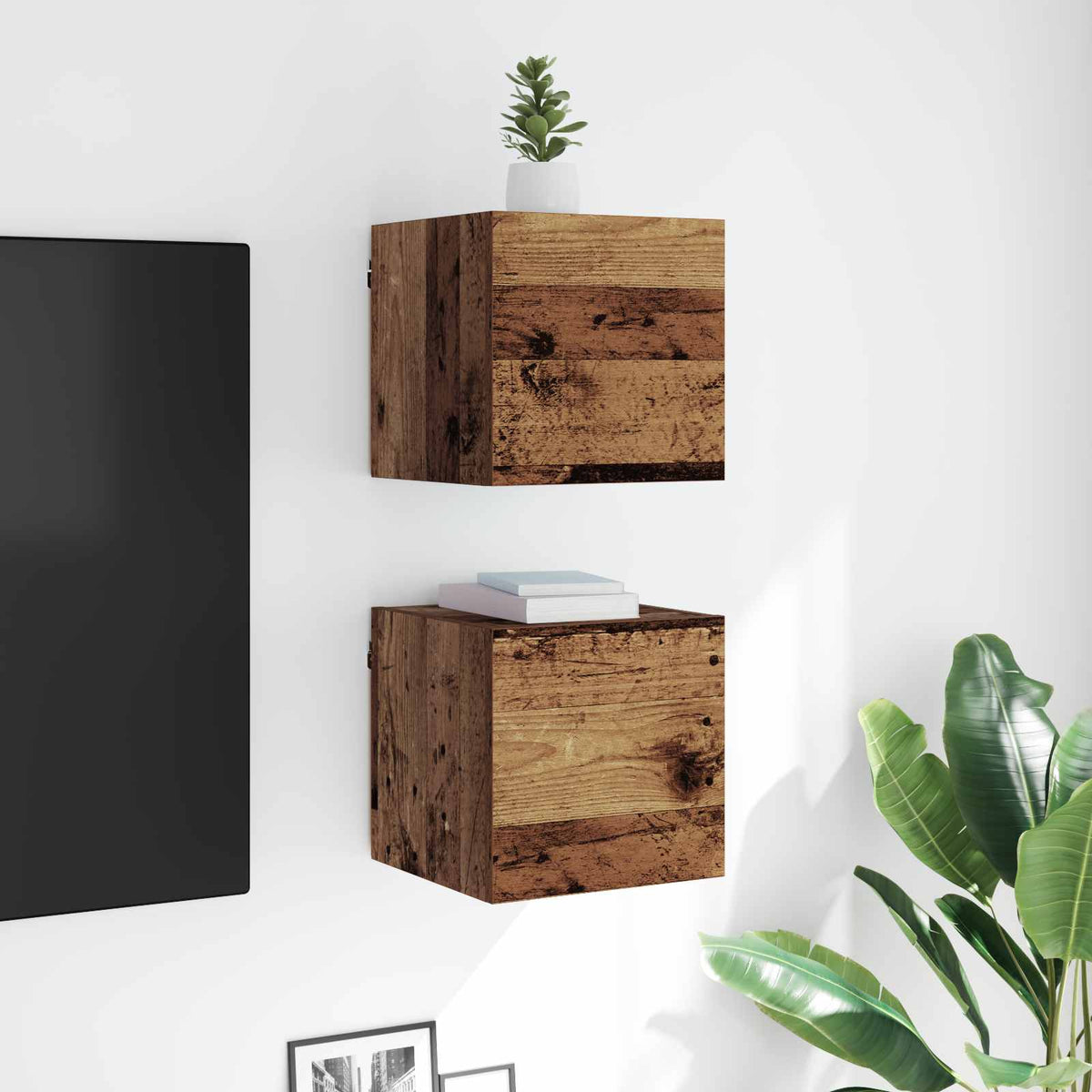 Wandgemonteerde TV-kast Oud hout 30,5 x 30 x 30 cm Bewerkt hout is nu te koop bij PeponiXL, paradijselijk wonen!