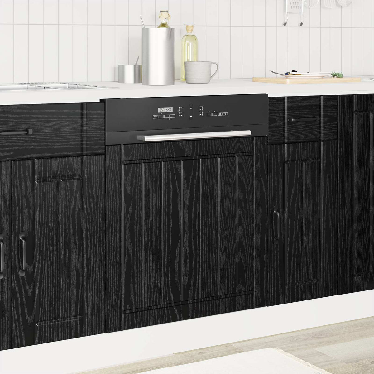 Vaatwasserpaneel met de deur Lucca Zwart eiken 60 x 1,5 x 57 cm is nu te koop bij PeponiXL, paradijselijk wonen!