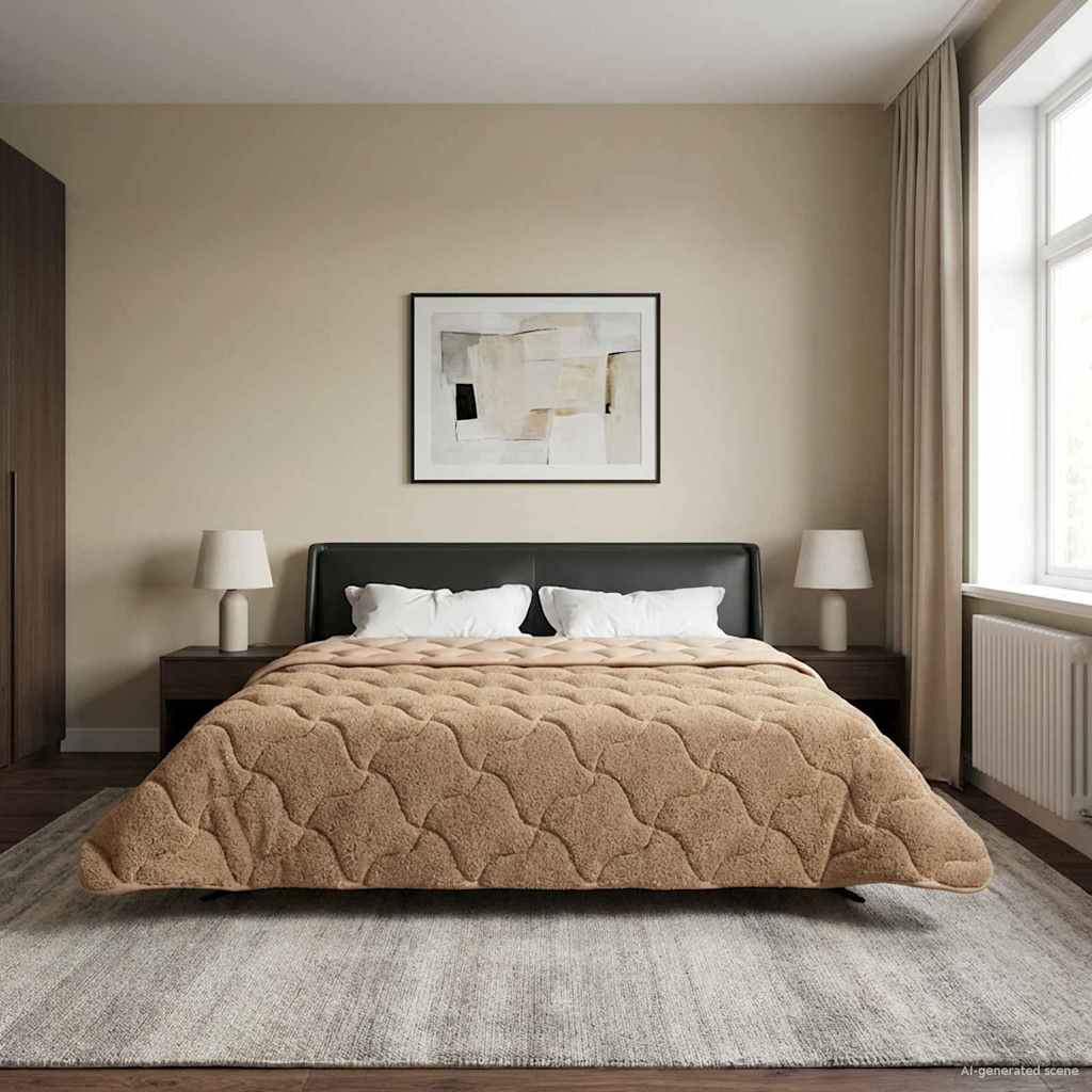 Winter Dekbed Taupe 200 x 240 cm Microfiber en Teddy fleece is nu te koop bij PeponiXL, paradijselijk wonen!