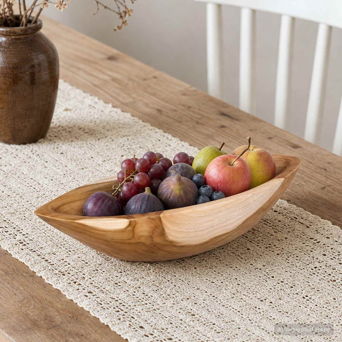Fruit Bowl JEPARA Teak Brown 46 x 16 x 11 cm is nu te koop bij PeponiXL, paradijselijk wonen!