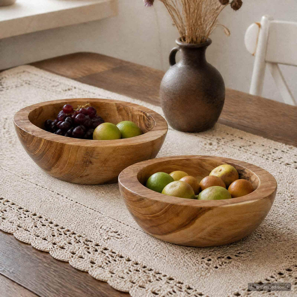 Fruitschaal JEPARA 2 st Teakbruin Massief Teakhout is nu te koop bij PeponiXL, paradijselijk wonen!