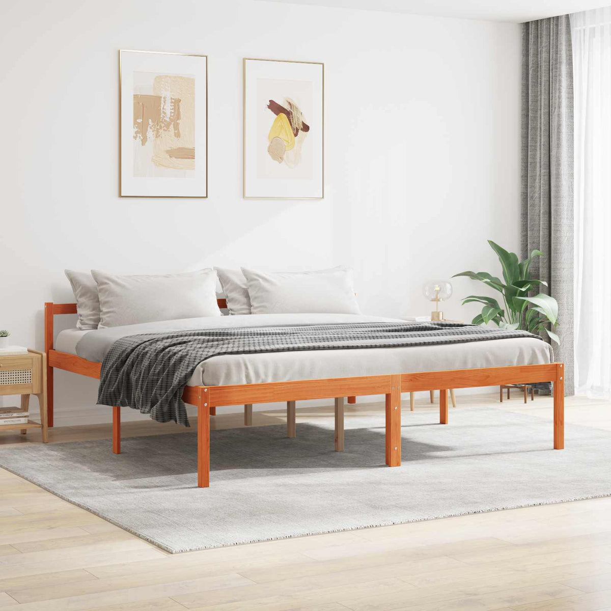 Bedframe Wasbruin 200 x 200 cm Massief grenenhout is nu te koop bij PeponiXL, paradijselijk wonen!