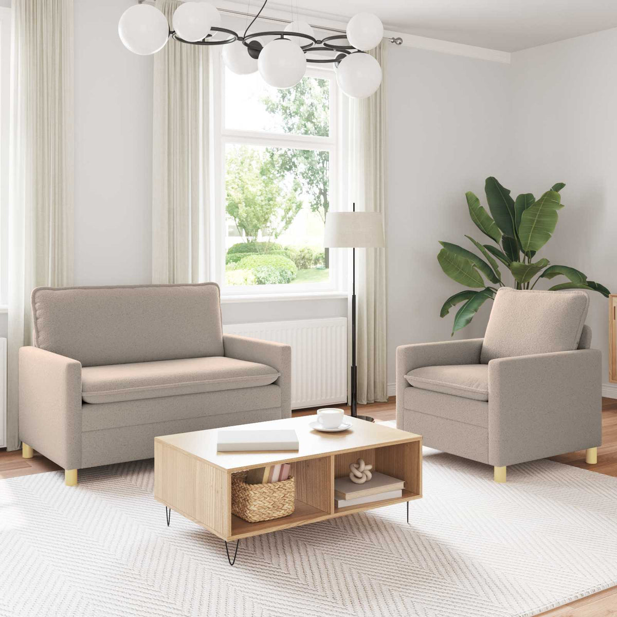 Bankstel 2 st Lichtgrijs Stof is nu te koop bij PeponiXL, paradijselijk wonen!