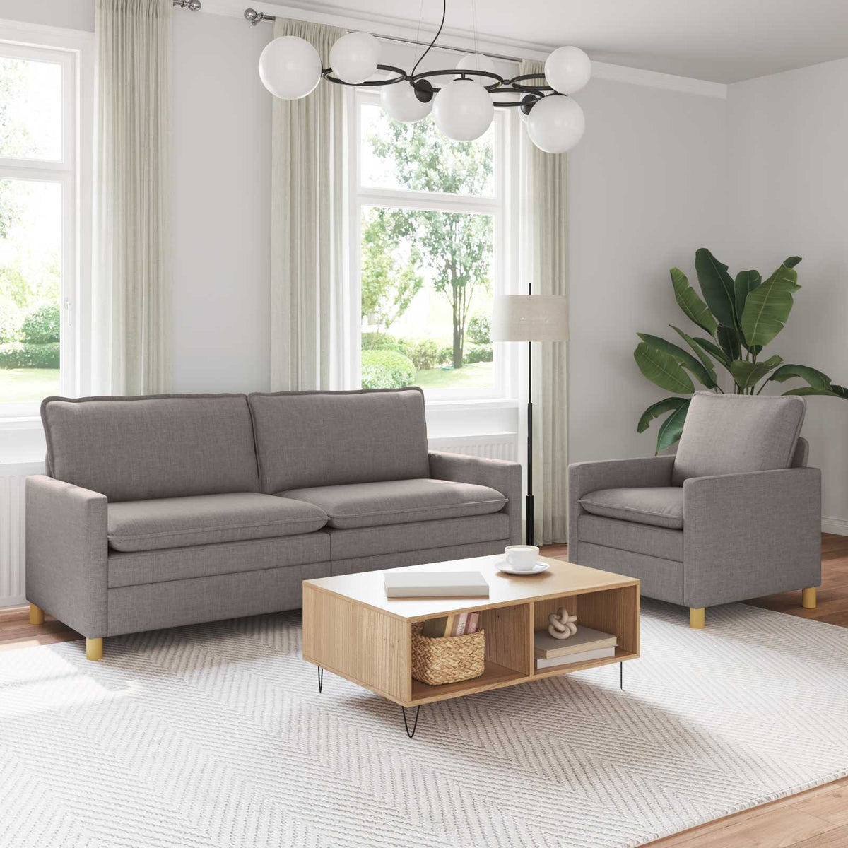 Bankstel 2 st Taupe Stof is nu te koop bij PeponiXL, paradijselijk wonen!