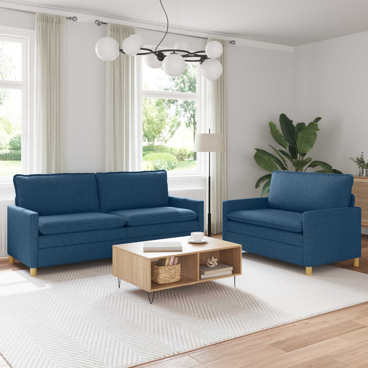 Bankstel 2 st Blauw Stof is nu te koop bij PeponiXL, paradijselijk wonen!