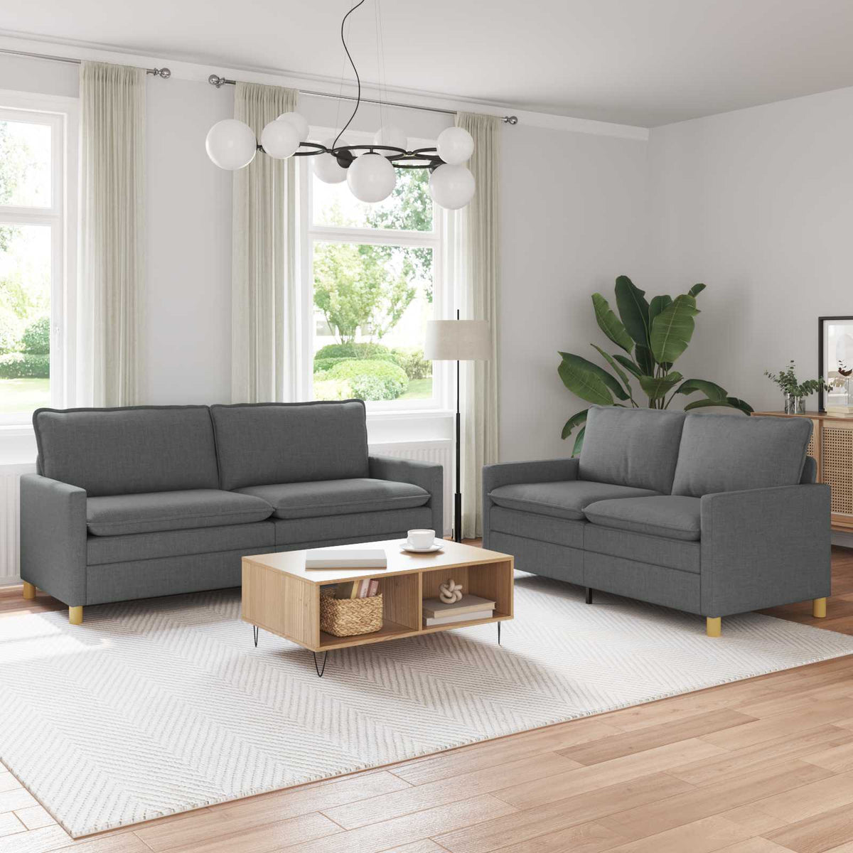 Bankstel 2 st Donkergrijs Stof is nu te koop bij PeponiXL, paradijselijk wonen!