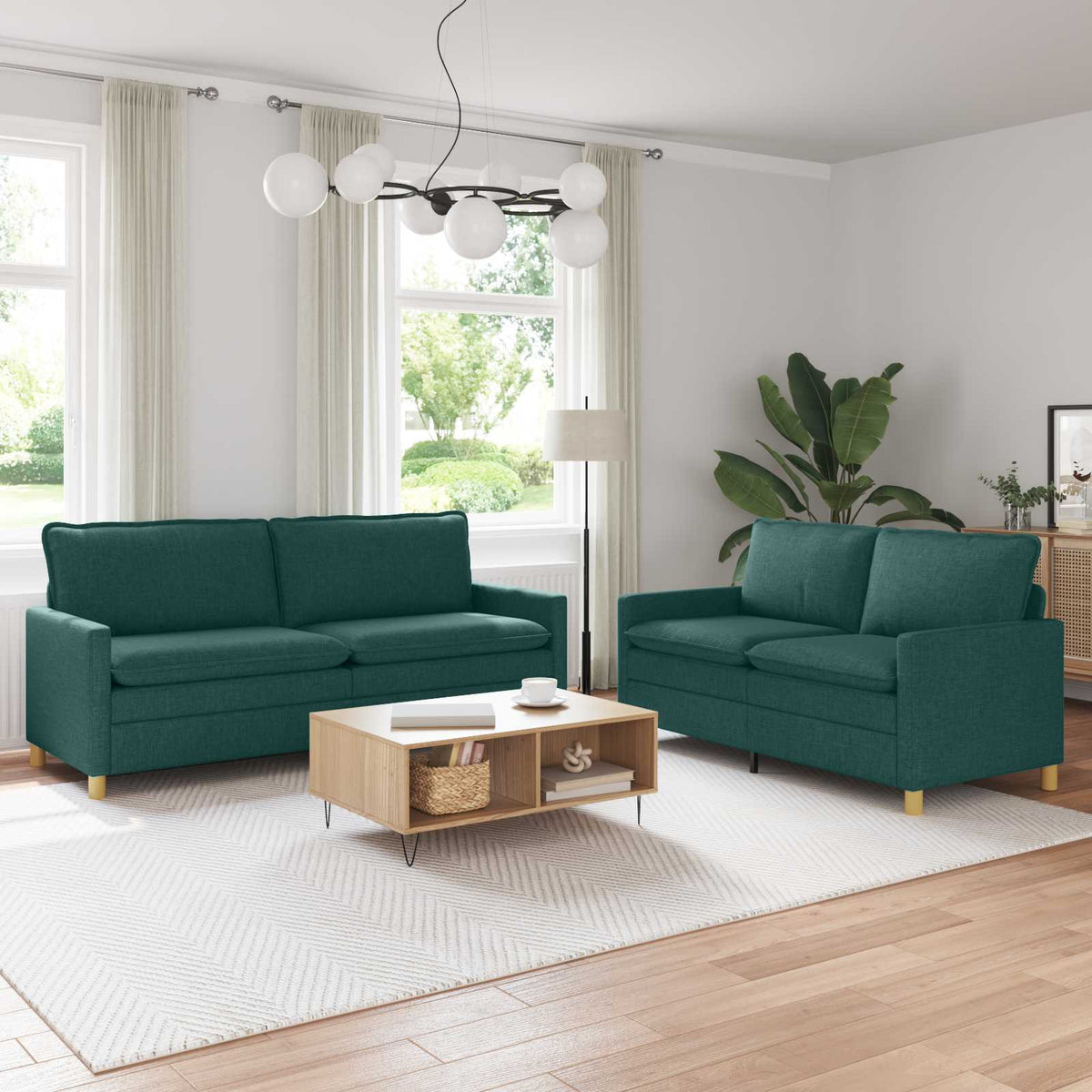 Bankstel 2 st Donkergroen Stof is nu te koop bij PeponiXL, paradijselijk wonen!