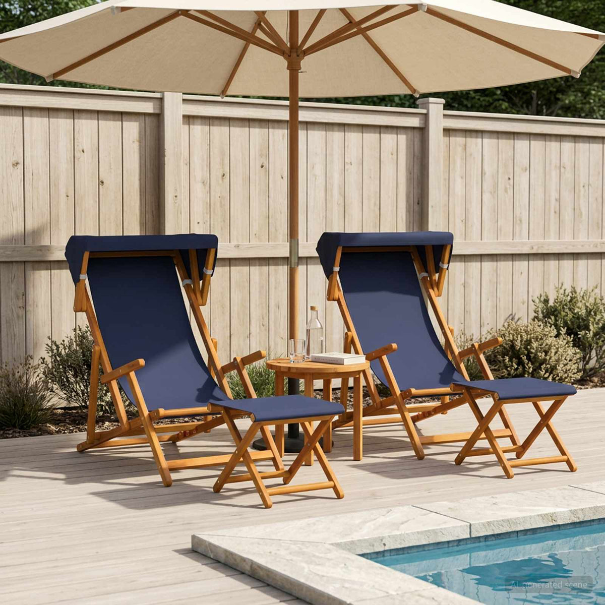 Ligstoel 4 pcs 3 Positie massief eucalyptushout Blauw is nu te koop bij PeponiXL, paradijselijk wonen!