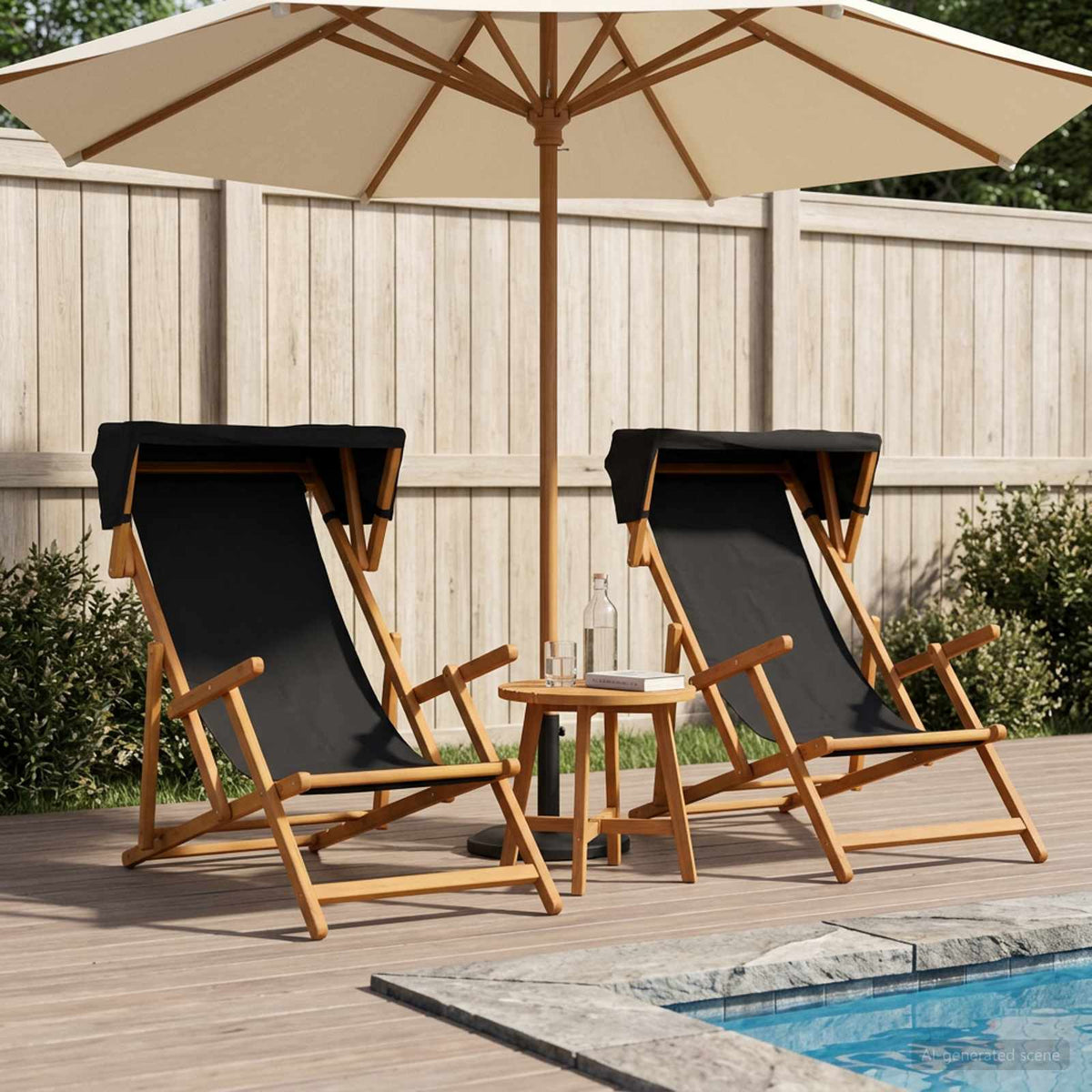Ligstoel 2 pcs 3 Positie massief eucalyptushout Zwart is nu te koop bij PeponiXL, paradijselijk wonen!