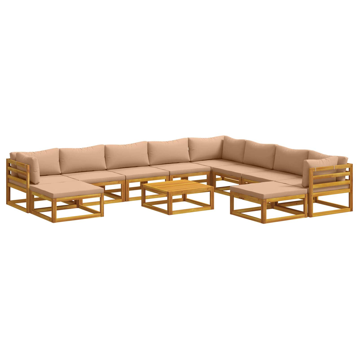 vidaXL Bankstel 11 st Naturel Massief Acaciahout