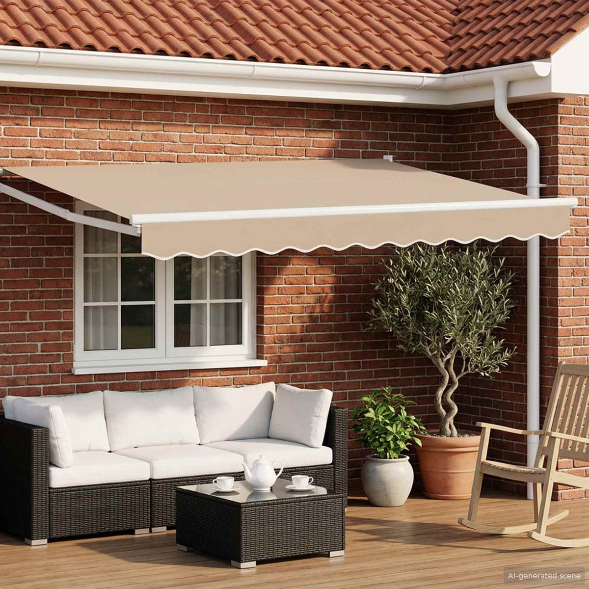 Elektrisch Uittrekbaar Zonnescherm Beige 3,5 x 2,5 m is nu te koop bij PeponiXL, paradijselijk wonen!
