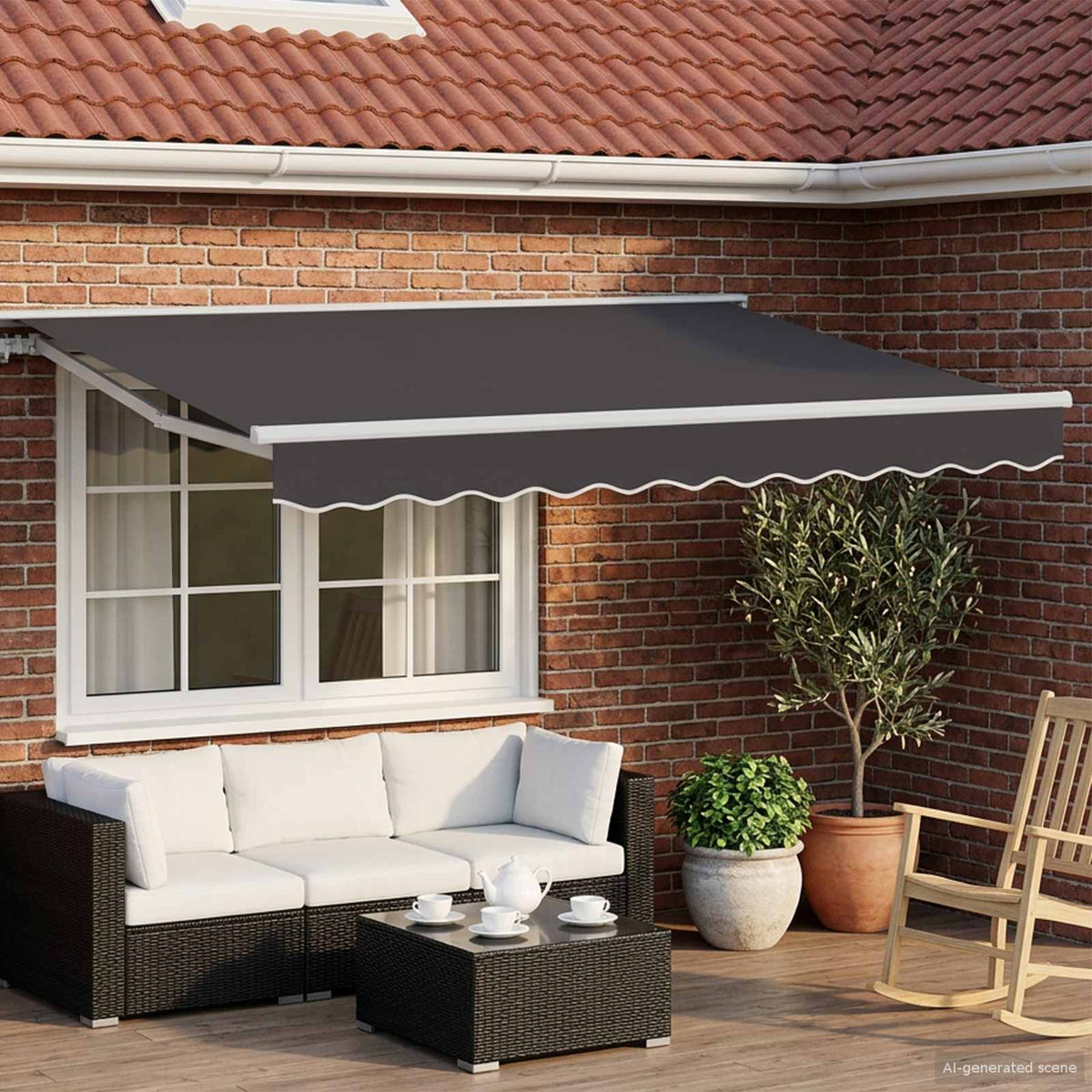 Handmatig uitschuifbare luifel Antracietkleurig 3 x 2,5 m is nu te koop bij PeponiXL, paradijselijk wonen!