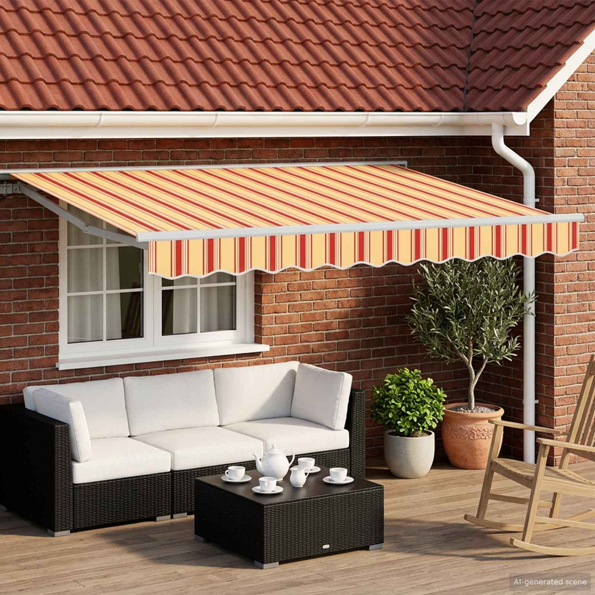 Handmatige Luifelhouder met LED's 3,5 x 2,5 m is nu te koop bij PeponiXL, paradijselijk wonen!