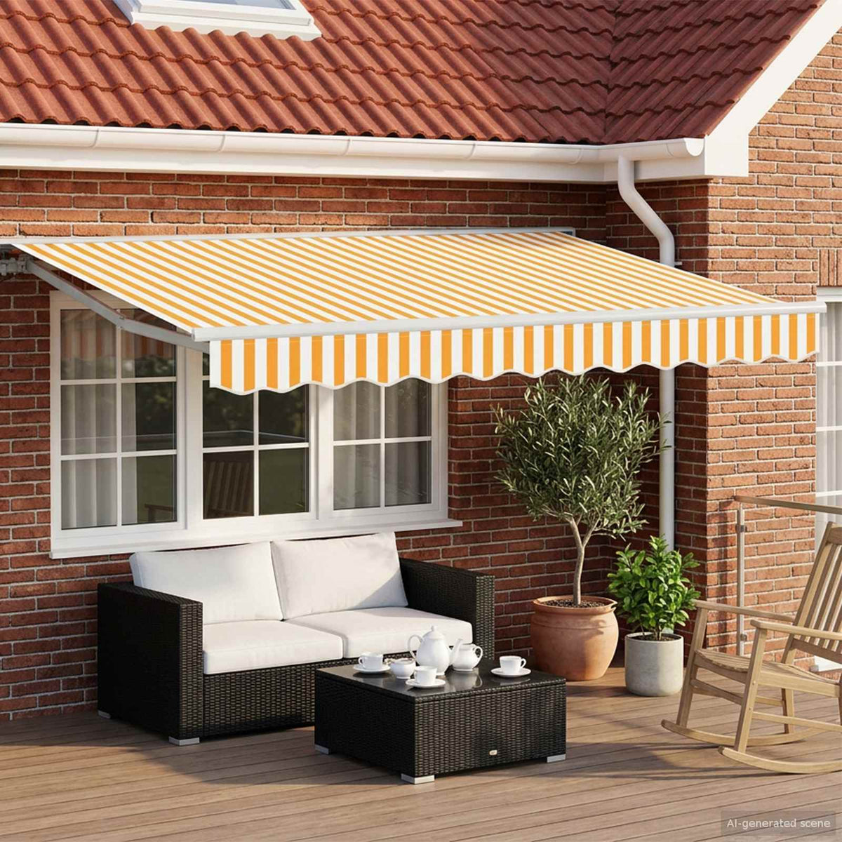Elektrisch Uittrekbaar Zonnescherm Oranje 3,5 x 2,5 m is nu te koop bij PeponiXL, paradijselijk wonen!
